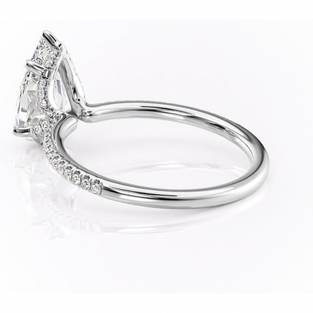 Inel de logodnă Coraline din aur Alb 14kt cu moissanite tăietură pară – Montură pavé rafinată pentru profil înalt | Personalizează și configurează gratuit online [4]