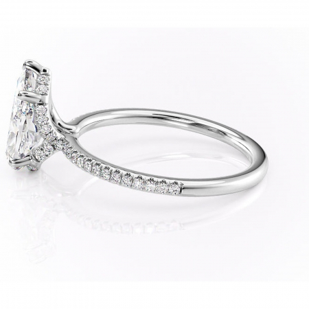 Inel de logodnă Coraline din aur Alb 14kt cu moissanite tăietură pară – Montură pavé rafinată pentru profil înalt | Personalizează și configurează gratuit online [5]