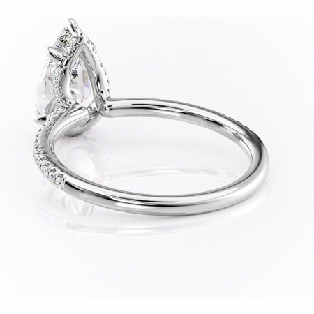 Inel de logodnă Coraline din aur Alb 14kt cu moissanite tăietură pară – Montură pavé rafinată pentru profil înalt | Personalizează și configurează gratuit online [3]