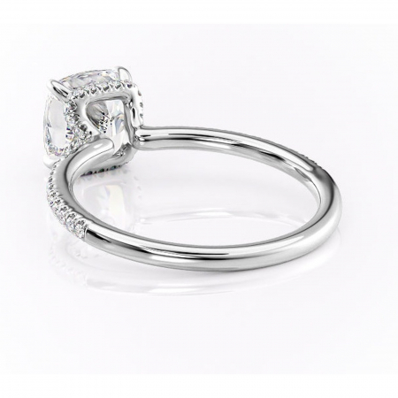 Inel de logodnă Coraline din aur Alb 14kt cu moissanite tăietură pernă – Montură pavé rafinată pentru profil înalt | Personalizează și configurează gratuit online [3]