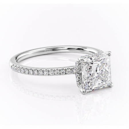 Princess - Inel de logodnă Coraline din aur Alb 14kt cu moissanite tăietură princess – Montură pavé rafinată pentru profil înalt | Personalizează și configurează gratuit online