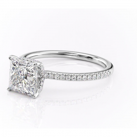 Inel de logodnă Coraline din aur Alb 14kt cu moissanite tăietură princess – Montură pavé rafinată pentru profil înalt | Personalizează și configurează gratuit online [6]