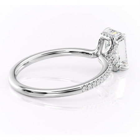 Inel de logodnă Coraline din aur Alb 18kt cu moissanite tăietură radiantă – Montură pavé rafinată pentru profil înalt | Personalizează și configurează gratuit online [2]