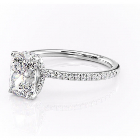 Inel de logodnă Coraline din aur Alb 18kt cu moissanite tăietură radiantă – Montură pavé rafinată pentru profil înalt | Personalizează și configurează gratuit online [6]