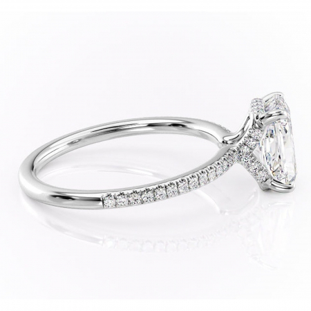 Inel de logodnă Coraline din aur Alb 18kt cu moissanite tăietură radiantă – Montură pavé rafinată pentru profil înalt | Personalizează și configurează gratuit online [1]
