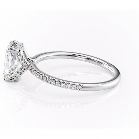 Inel de logodnă Coraline din aur Alb 18kt cu moissanite tăietură radiantă – Montură pavé rafinată pentru profil înalt | Personalizează și configurează gratuit online [5]