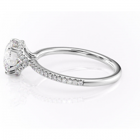 Inel de logodnă Coraline din aur Alb 14kt cu moissanite tăietură rotundă – Montură pavé rafinată pentru profil înalt | Personalizează și configurează gratuit online [5]
