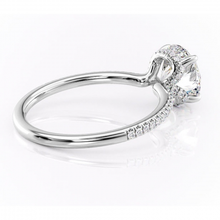 Inel de logodnă Coraline din aur Alb 14kt cu moissanite tăietură rotundă – Montură pavé rafinată pentru profil înalt | Personalizează și configurează gratuit online [2]