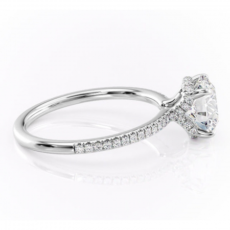 Inel de logodnă Coraline din aur Alb 14kt cu moissanite tăietură rotundă – Montură pavé rafinată pentru profil înalt | Personalizează și configurează gratuit online [1]