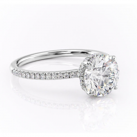 Halo - Inel de logodnă Coraline din aur Alb 14kt cu moissanite tăietură rotundă – Montură pavé rafinată pentru profil înalt | Personalizează și configurează gratuit online