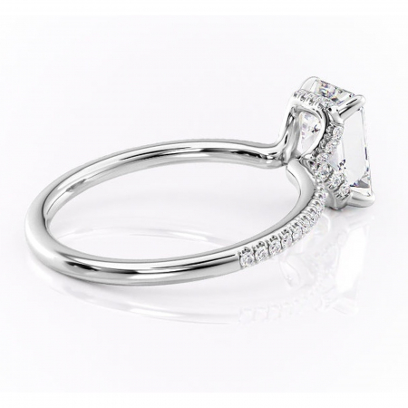 Inel de logodnă Coraline din aur Alb 14kt cu moissanite tăietură smarald – Montură pavé rafinată pentru profil înalt | Personalizează și configurează gratuit online [2]