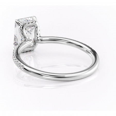 Inel de logodnă Coraline din aur Alb 14kt cu moissanite tăietură smarald – Montură pavé rafinată pentru profil înalt | Personalizează și configurează gratuit online [3]