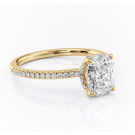 14K - Inel de logodnă Coraline din aur Galben 14kt cu moissanite tăietură asscher – Montură pavé rafinată pentru profil înalt | Personalizează și configurează gratuit online