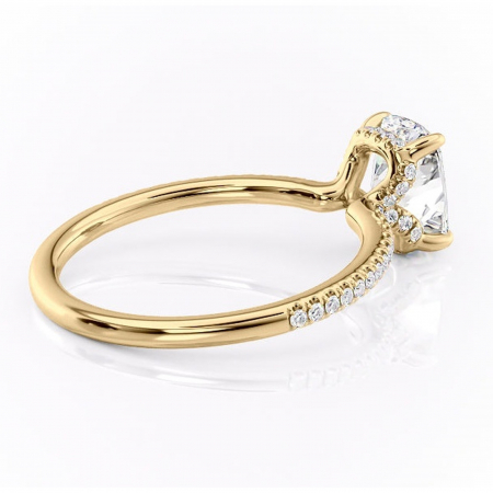Inel de logodnă Coraline din aur Galben 14kt cu moissanite tăietură asscher – Montură pavé rafinată pentru profil înalt | Personalizează și configurează gratuit online [2]