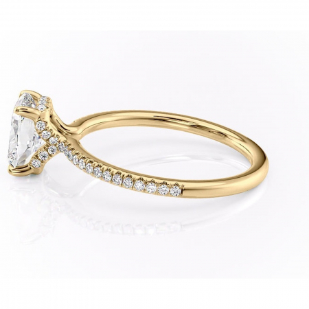 Inel de logodnă Coraline din aur Galben 14kt cu moissanite tăietură asscher – Montură pavé rafinată pentru profil înalt | Personalizează și configurează gratuit online [5]