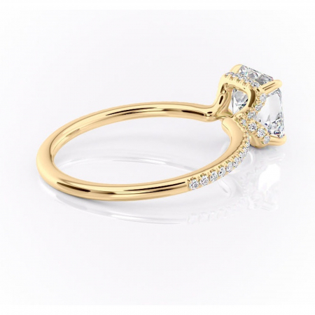 Inel de logodnă Coraline din aur Galben 18kt cu moissanite tăietură asscher – Montură pavé rafinată pentru profil înalt | Personalizează și configurează gratuit online [2]