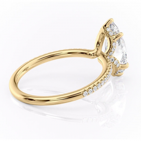 Inel de logodnă Coraline din aur Galben 18kt cu moissanite tăietură marquise – Montură pavé rafinată pentru profil înalt | Personalizează și configurează gratuit online [2]