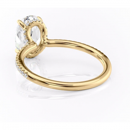 Inel de logodnă Coraline din aur Galben 14kt cu moissanite tăietură ovală – Montură pavé rafinată pentru profil înalt | Personalizează și configurează gratuit online [3]