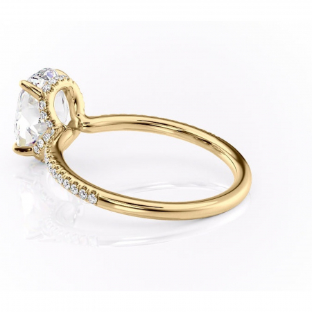 Inel de logodnă Coraline din aur Galben 14kt cu moissanite tăietură ovală – Montură pavé rafinată pentru profil înalt | Personalizează și configurează gratuit online [4]