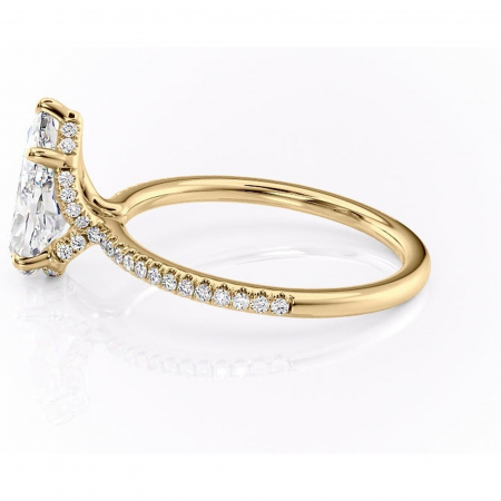 Inel de logodnă Coraline din aur Galben 18kt cu moissanite tăietură pară – Montură pavé rafinată pentru profil înalt | Personalizează și configurează gratuit online [5]