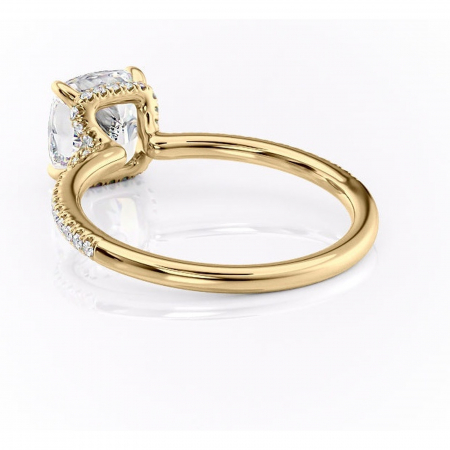 Inel de logodnă Coraline din aur Galben 18kt cu moissanite tăietură pernă – Montură pavé rafinată pentru profil înalt | Personalizează și configurează gratuit online [3]