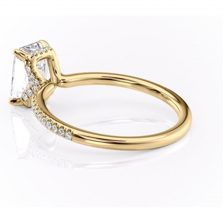 Inel de logodnă Coraline din aur Galben 18kt cu moissanite tăietură radiantă – Montură pavé rafinată pentru profil înalt | Personalizează și configurează gratuit online [4]