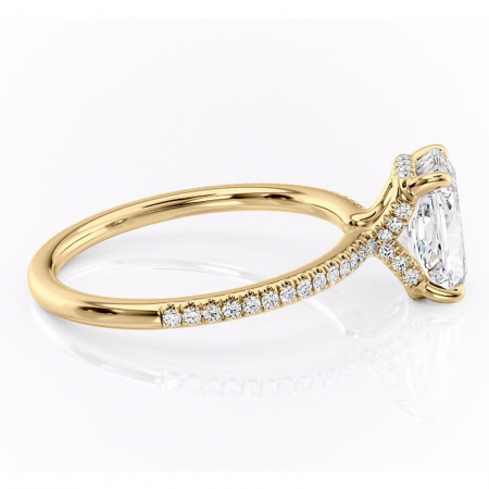 Inel de logodnă Coraline din aur Galben 18kt cu moissanite tăietură radiantă – Montură pavé rafinată pentru profil înalt | Personalizează și configurează gratuit online [1]