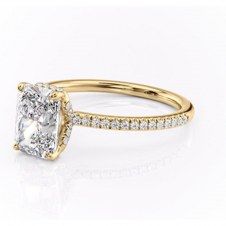 Inel de logodnă Coraline din aur Galben 18kt cu moissanite tăietură radiantă – Montură pavé rafinată pentru profil înalt | Personalizează și configurează gratuit online [6]