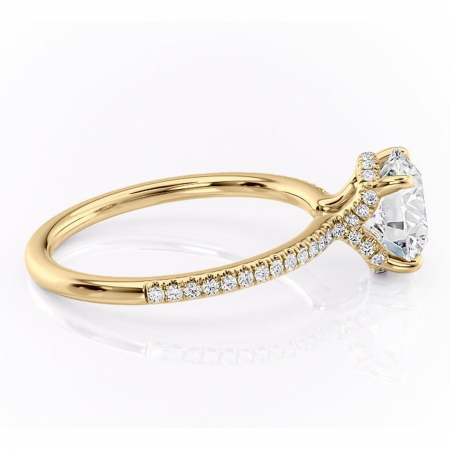 Inel de logodnă Coraline din aur Galben 14kt cu moissanite tăietură rotundă – Montură pavé rafinată pentru profil înalt | Personalizează și configurează gratuit online [1]