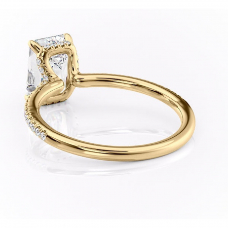 Inel de logodnă Coraline din aur Galben 14kt cu moissanite tăietură smarald – Montură pavé rafinată pentru profil înalt | Personalizează și configurează gratuit online [3]