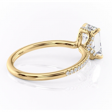 Inel de logodnă Coraline din aur Galben 14kt cu moissanite tăietură smarald – Montură pavé rafinată pentru profil înalt | Personalizează și configurează gratuit online [2]