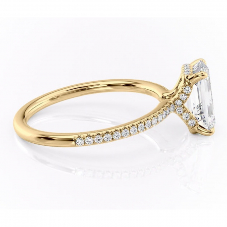 Inel de logodnă Coraline din aur Galben 14kt cu moissanite tăietură smarald – Montură pavé rafinată pentru profil înalt | Personalizează și configurează gratuit online [1]