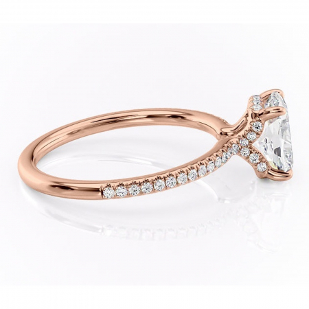 Inel de logodnă Coraline din aur Rose 14kt cu moissanite tăietură asscher – Montură pavé rafinată pentru profil înalt | Personalizează și configurează gratuit online [1]