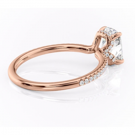 Inel de logodnă Coraline din aur Rose 14kt cu moissanite tăietură asscher – Montură pavé rafinată pentru profil înalt | Personalizează și configurează gratuit online [2]