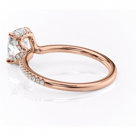 Inel de logodnă Coraline din aur Rose 14kt cu moissanite tăietură asscher – Montură pavé rafinată pentru profil înalt | Personalizează și configurează gratuit online [4]