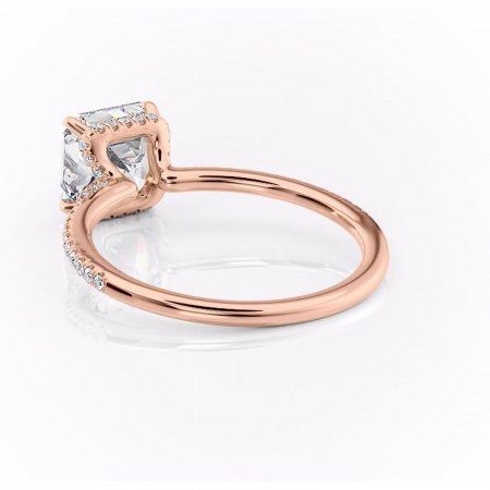 Inel de logodnă Coraline din aur Rose 18kt cu moissanite tăietură asscher – Montură pavé rafinată pentru profil înalt | Personalizează și configurează gratuit online [3]