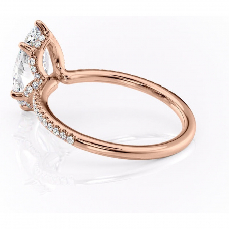 Inel de logodnă Coraline din aur Rose 14kt cu moissanite tăietură marquise – Montură pavé rafinată pentru profil înalt | Personalizează și configurează gratuit online [4]