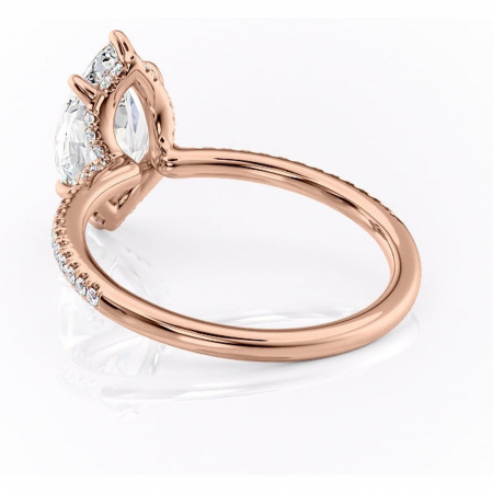 Inel de logodnă Coraline din aur Rose 14kt cu moissanite tăietură marquise – Montură pavé rafinată pentru profil înalt | Personalizează și configurează gratuit online [3]