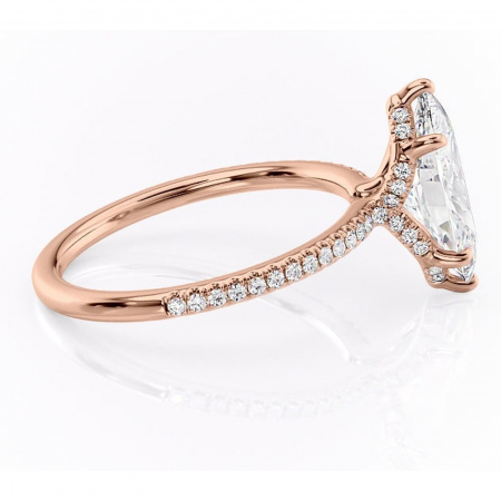 Inel de logodnă Coraline din aur Rose 14kt cu moissanite tăietură marquise – Montură pavé rafinată pentru profil înalt | Personalizează și configurează gratuit online [1]