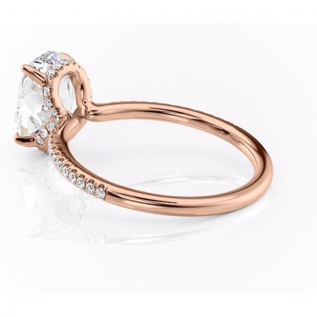 Inel de logodnă Coraline din aur Rose 18kt cu moissanite tăietură ovală – Montură pavé rafinată pentru profil înalt | Personalizează și configurează gratuit online [4]