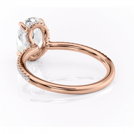 Inel de logodnă Coraline din aur Rose 18kt cu moissanite tăietură ovală – Montură pavé rafinată pentru profil înalt | Personalizează și configurează gratuit online [3]
