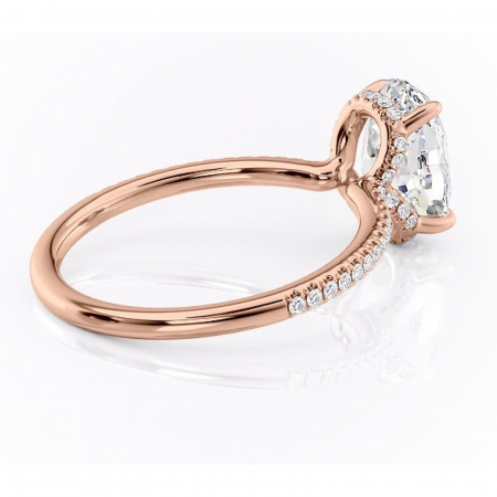 Inel de logodnă Coraline din aur Rose 18kt cu moissanite tăietură ovală – Montură pavé rafinată pentru profil înalt | Personalizează și configurează gratuit online [2]