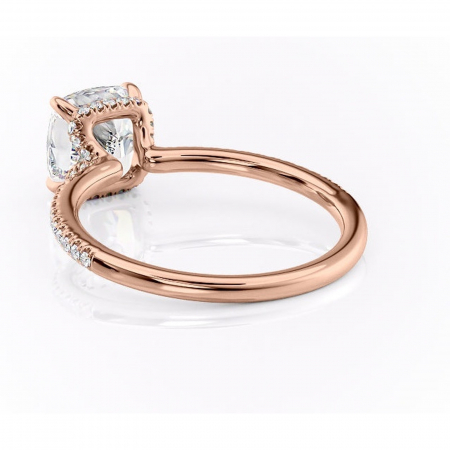 Inel de logodnă Coraline din aur Rose 18kt cu moissanite tăietură pernă – Montură pavé rafinată pentru profil înalt | Personalizează și configurează gratuit online [3]