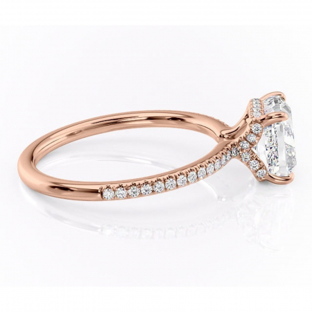 Inel de logodnă Coraline din aur Rose 18kt cu moissanite tăietură pernă – Montură pavé rafinată pentru profil înalt | Personalizează și configurează gratuit online [1]