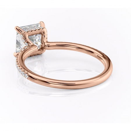 Inel de logodnă Coraline din aur Rose 14kt cu moissanite tăietură princess – Montură pavé rafinată pentru profil înalt | Personalizează și configurează gratuit online [3]