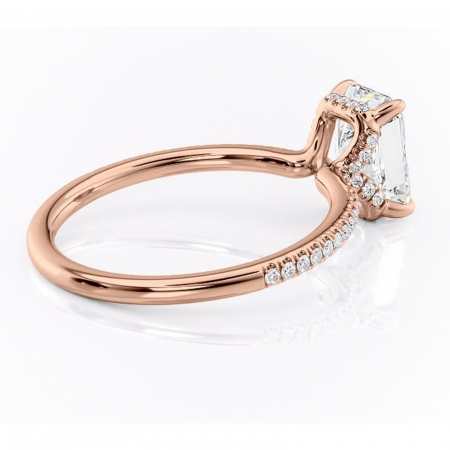 Inel de logodnă Coraline din aur Rose 14kt cu moissanite tăietură radiantă – Montură pavé rafinată pentru profil înalt | Personalizează și configurează gratuit online [2]