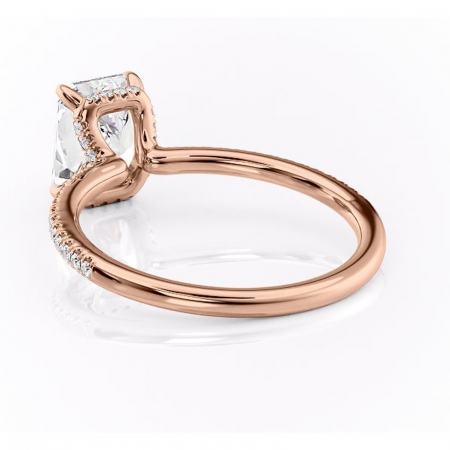 Inel de logodnă Coraline din aur Rose 14kt cu moissanite tăietură radiantă – Montură pavé rafinată pentru profil înalt | Personalizează și configurează gratuit online [3]