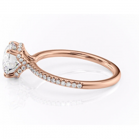 Inel de logodnă Coraline din aur Rose 14kt cu moissanite tăietură rotundă – Montură pavé rafinată pentru profil înalt | Personalizează și configurează gratuit online [5]