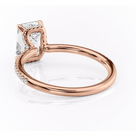 Inel de logodnă Coraline din aur Rose 14kt cu moissanite tăietură smarald – Montură pavé rafinată pentru profil înalt | Personalizează și configurează gratuit online [3]