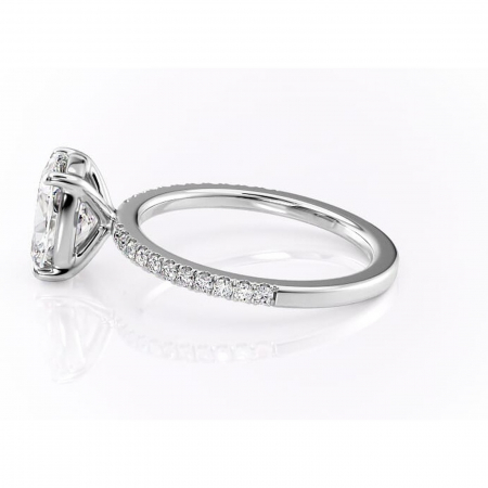 Inel de logodnă Cordelia din aur Alb 14kt cu moissanite tăietură pernă – Profil pătrat rafinată pentru profil înalt | Personalizează și configurează gratuit online [5]